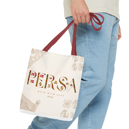 Persa Floral Monogram Tote Bag – "Move With Love" Canvas Shopper
