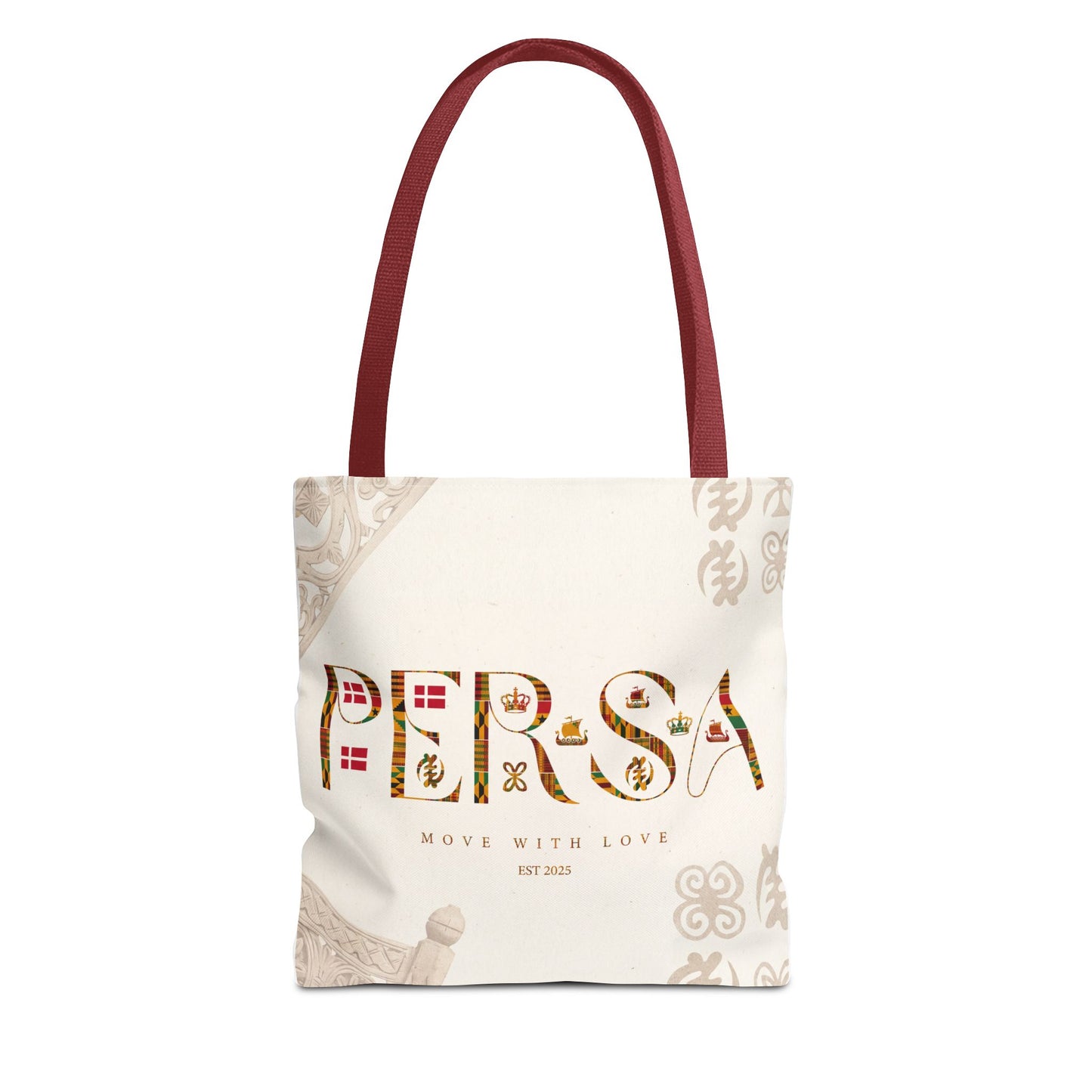 Persa Floral Monogram Tote Bag – "Move With Love" Canvas Shopper