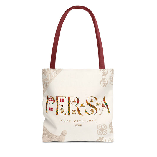 Persa Floral Monogram Tote Bag – "Move With Love" Canvas Shopper
