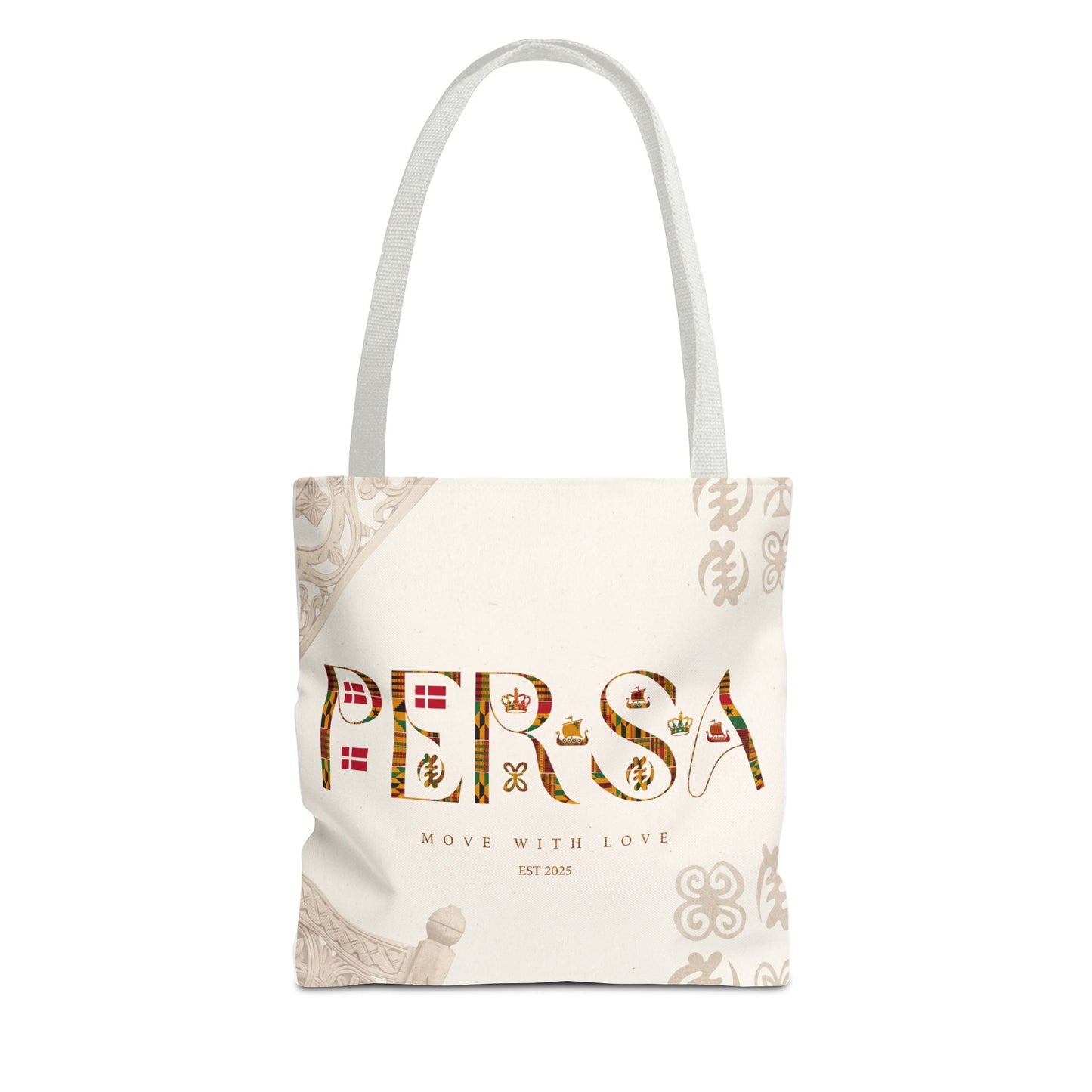Persa Floral Monogram Tote Bag – "Move With Love" Canvas Shopper