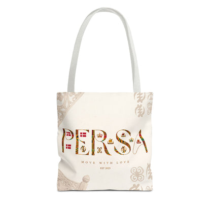 Persa Floral Monogram Tote Bag – "Move With Love" Canvas Shopper