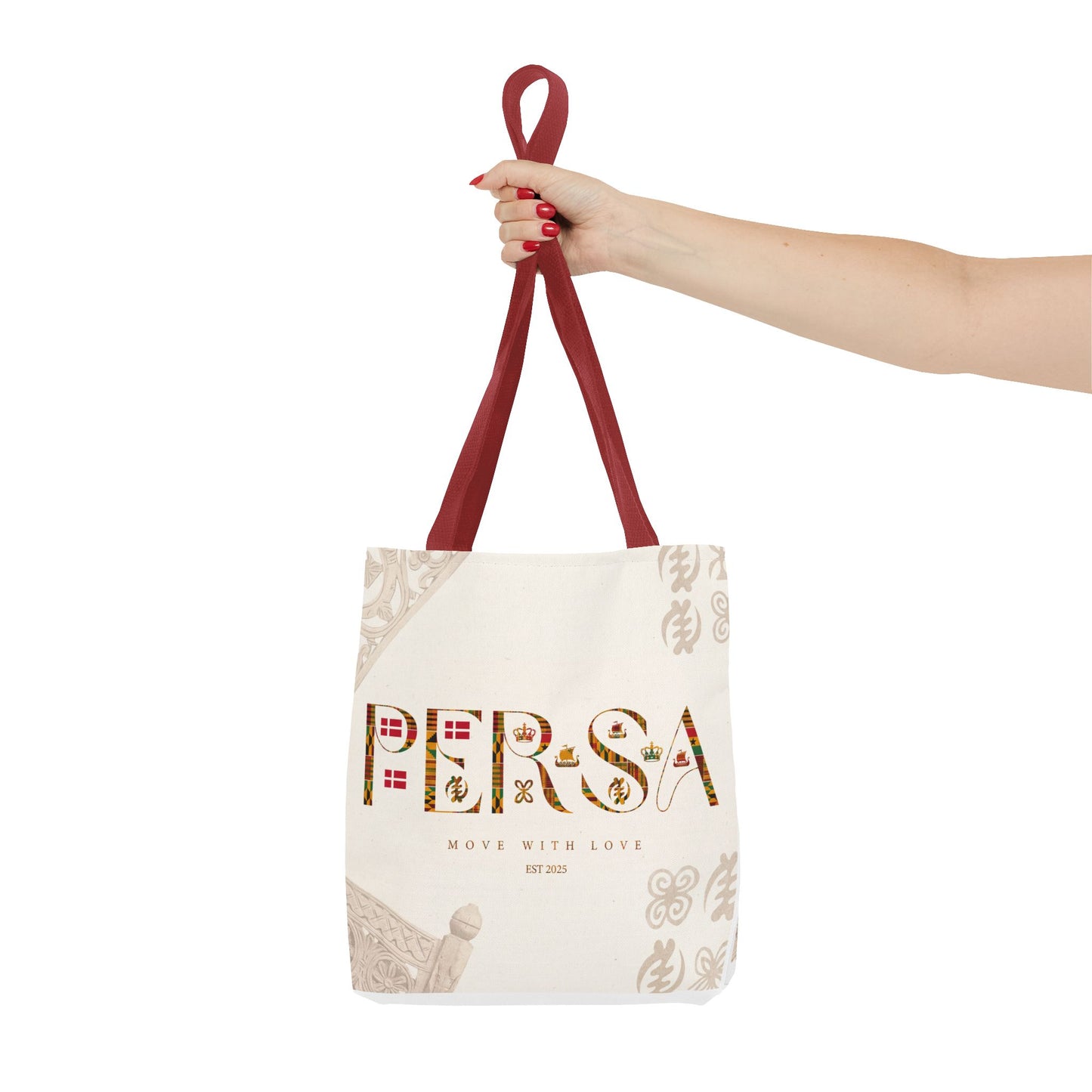Persa Floral Monogram Tote Bag – "Move With Love" Canvas Shopper