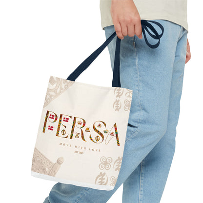 Persa Floral Monogram Tote Bag – "Move With Love" Canvas Shopper