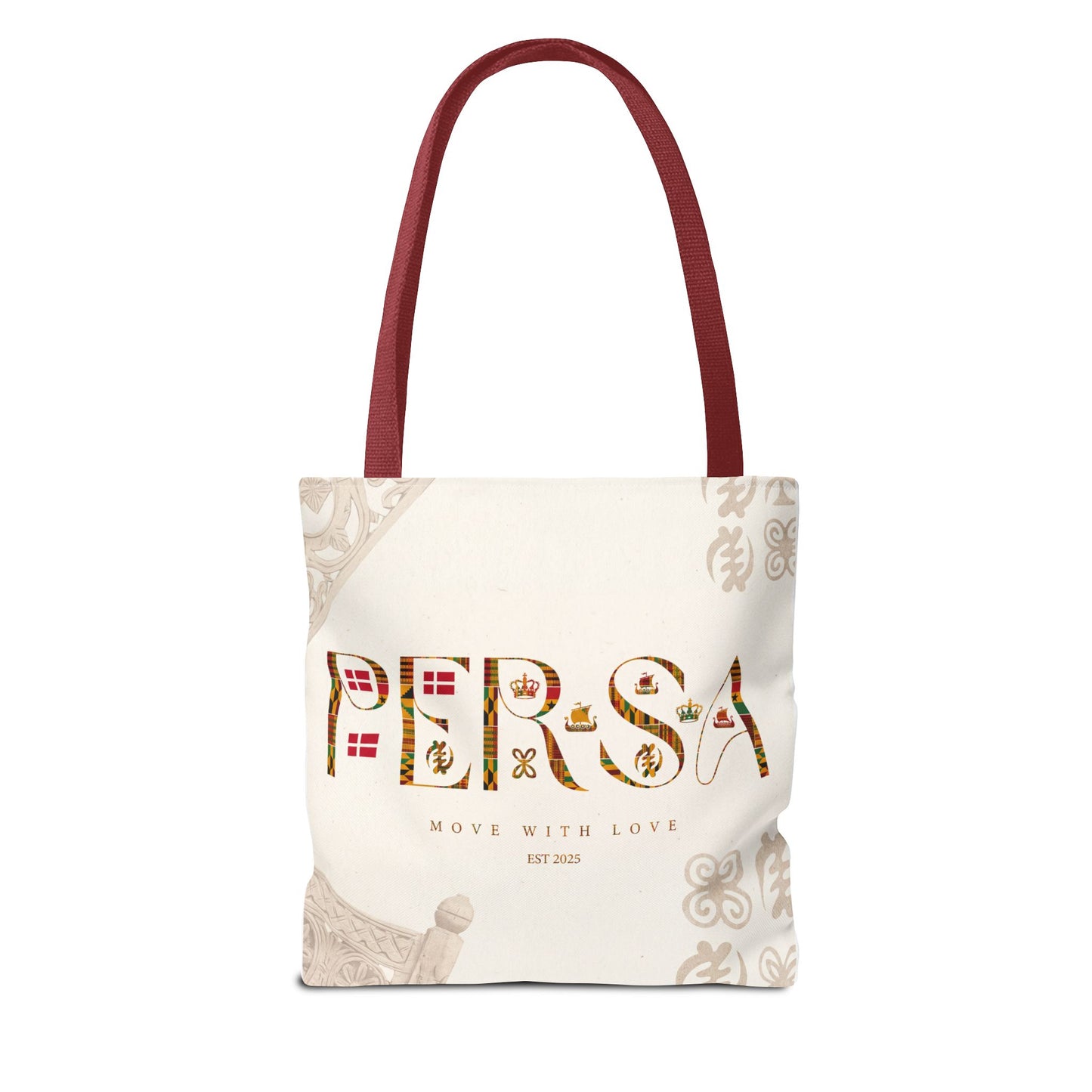 Persa Floral Monogram Tote Bag – "Move With Love" Canvas Shopper