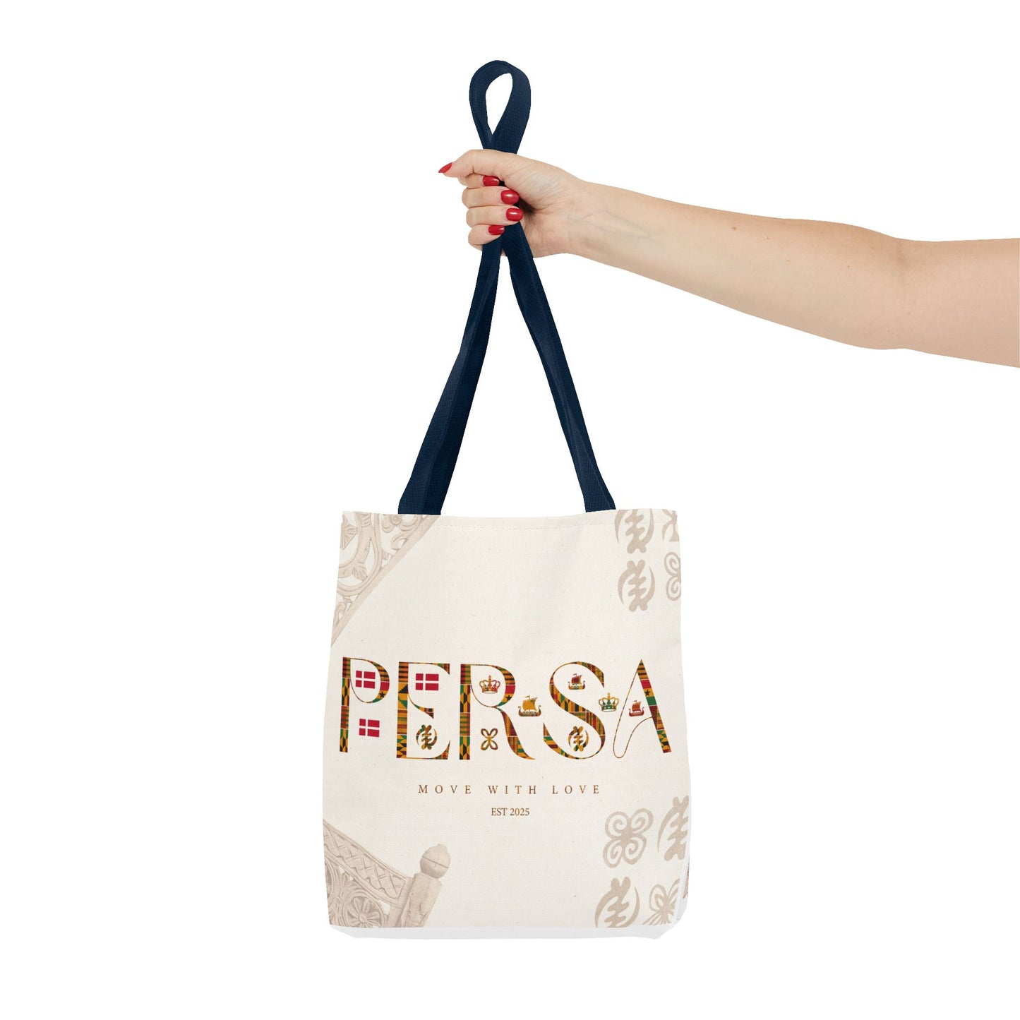 Persa Floral Monogram Tote Bag – "Move With Love" Canvas Shopper