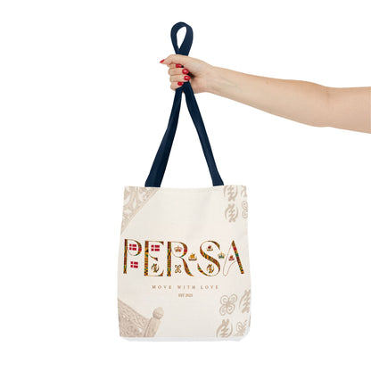 Persa Floral Monogram Tote Bag – "Move With Love" Canvas Shopper