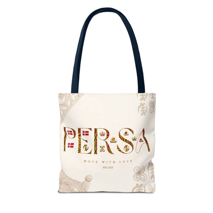 Persa Floral Monogram Tote Bag – "Move With Love" Canvas Shopper