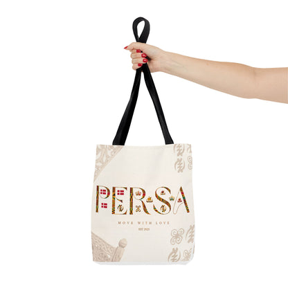 Persa Floral Monogram Tote Bag – "Move With Love" Canvas Shopper