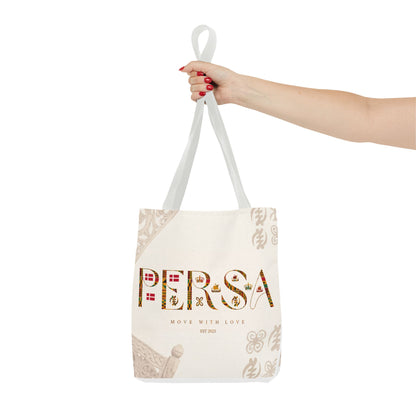 Persa Floral Monogram Tote Bag – "Move With Love" Canvas Shopper