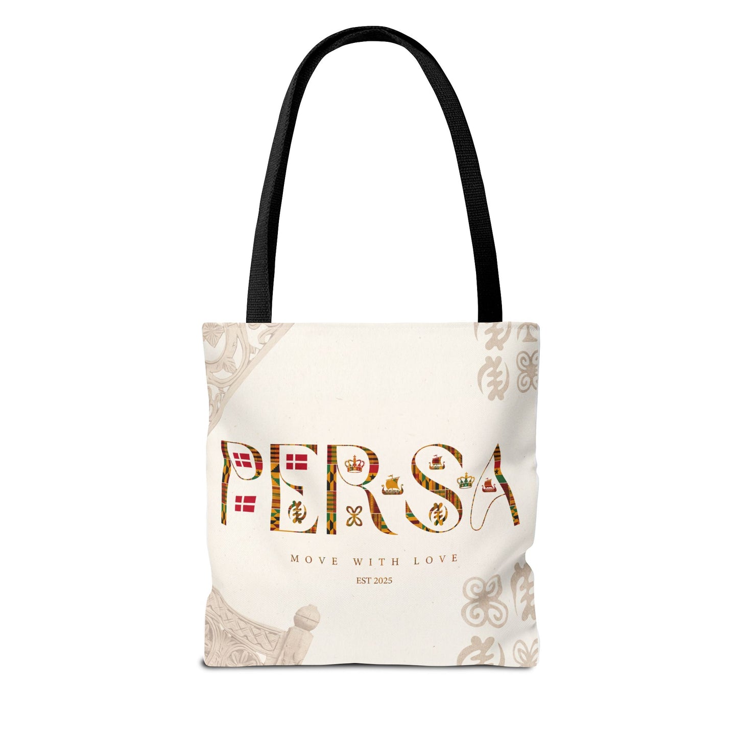 Persa Floral Monogram Tote Bag – "Move With Love" Canvas Shopper